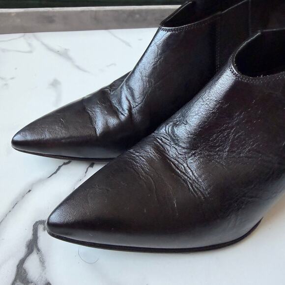 Rag & Bone Beha Black Leather Suede Chelsea Booties Size 37.5 - Picture 7 of 10